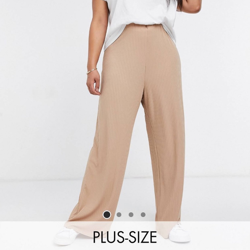 Asos curve wide rib pants in camel
